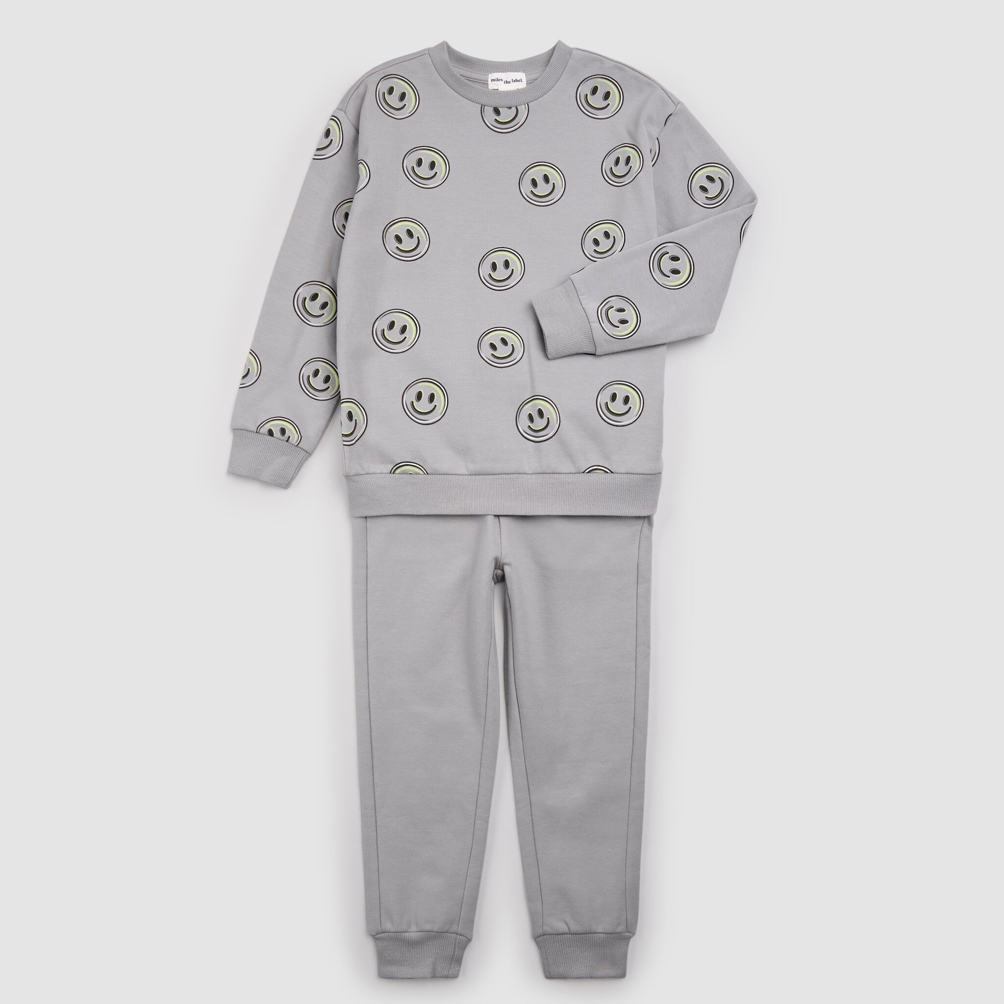 Miles the label Chandail gris fumé à imprimé visages souriants