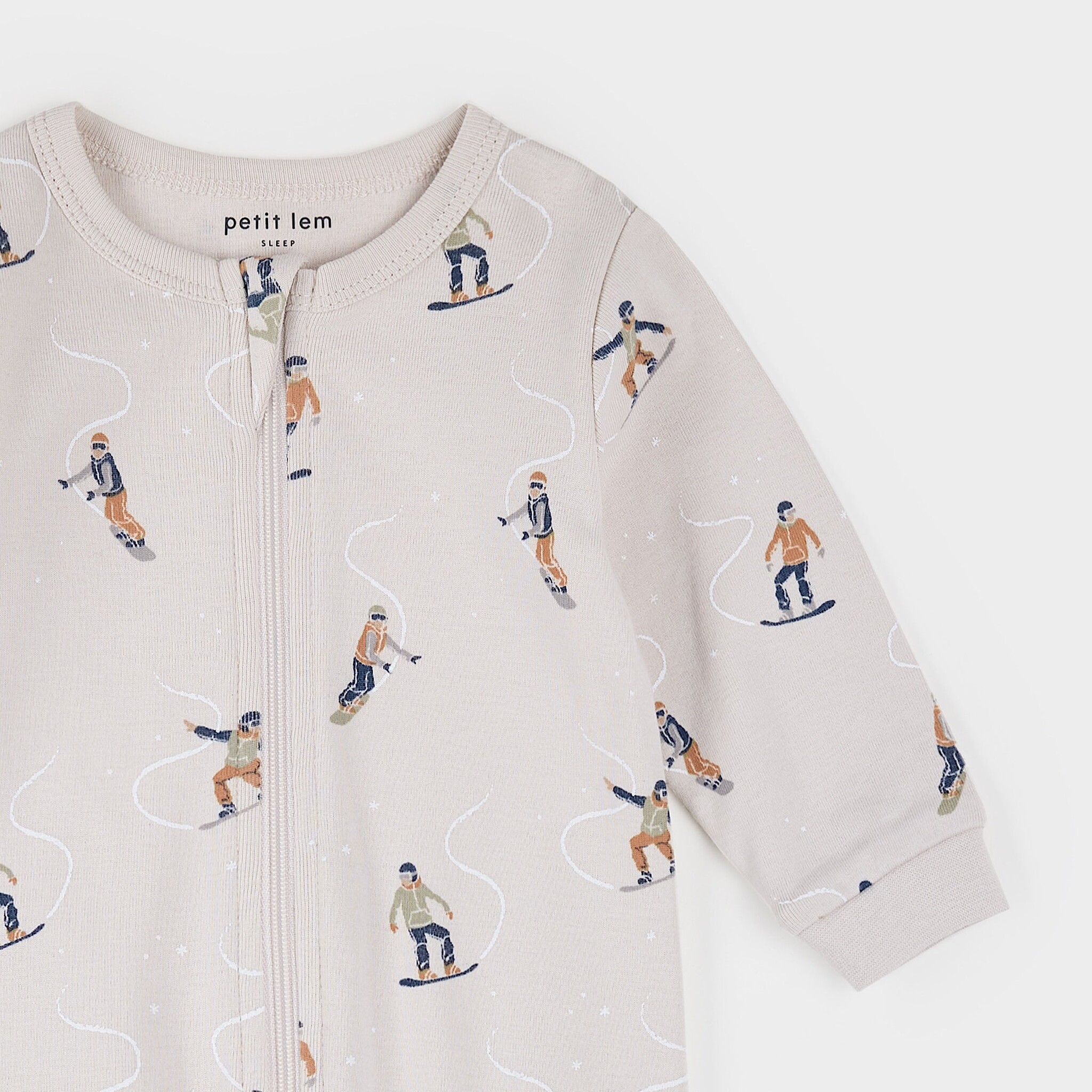 Petit Lem Dormeuse beige à imprimé de ''snowboarder''