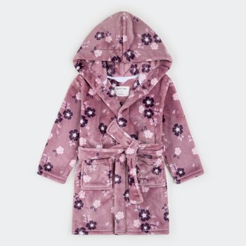 Petit Lem Robe de chambre en peluche lilas à imprimé floral