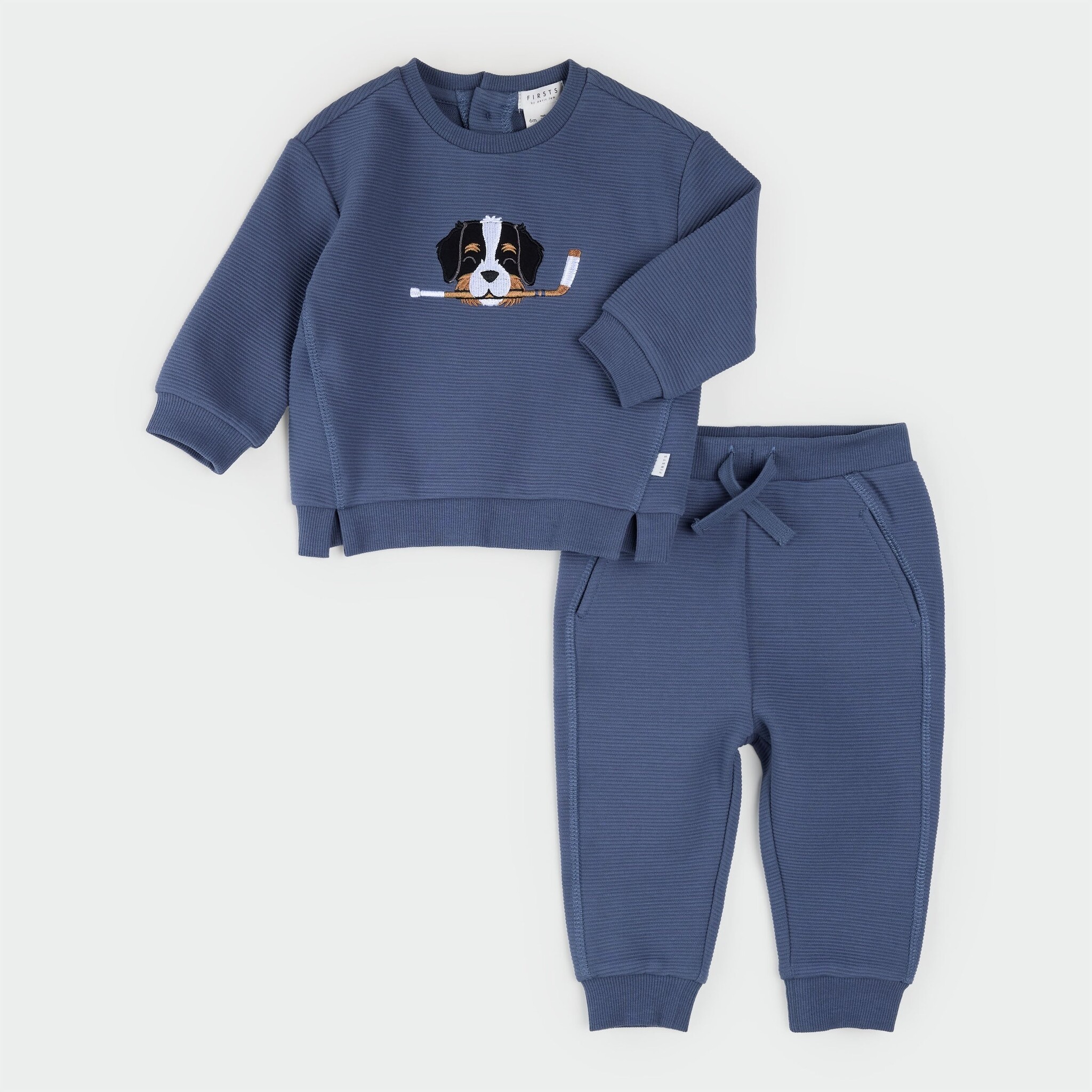 Petit Lem Ensemble bleu à imprimé de bouvier bernois d'hockey