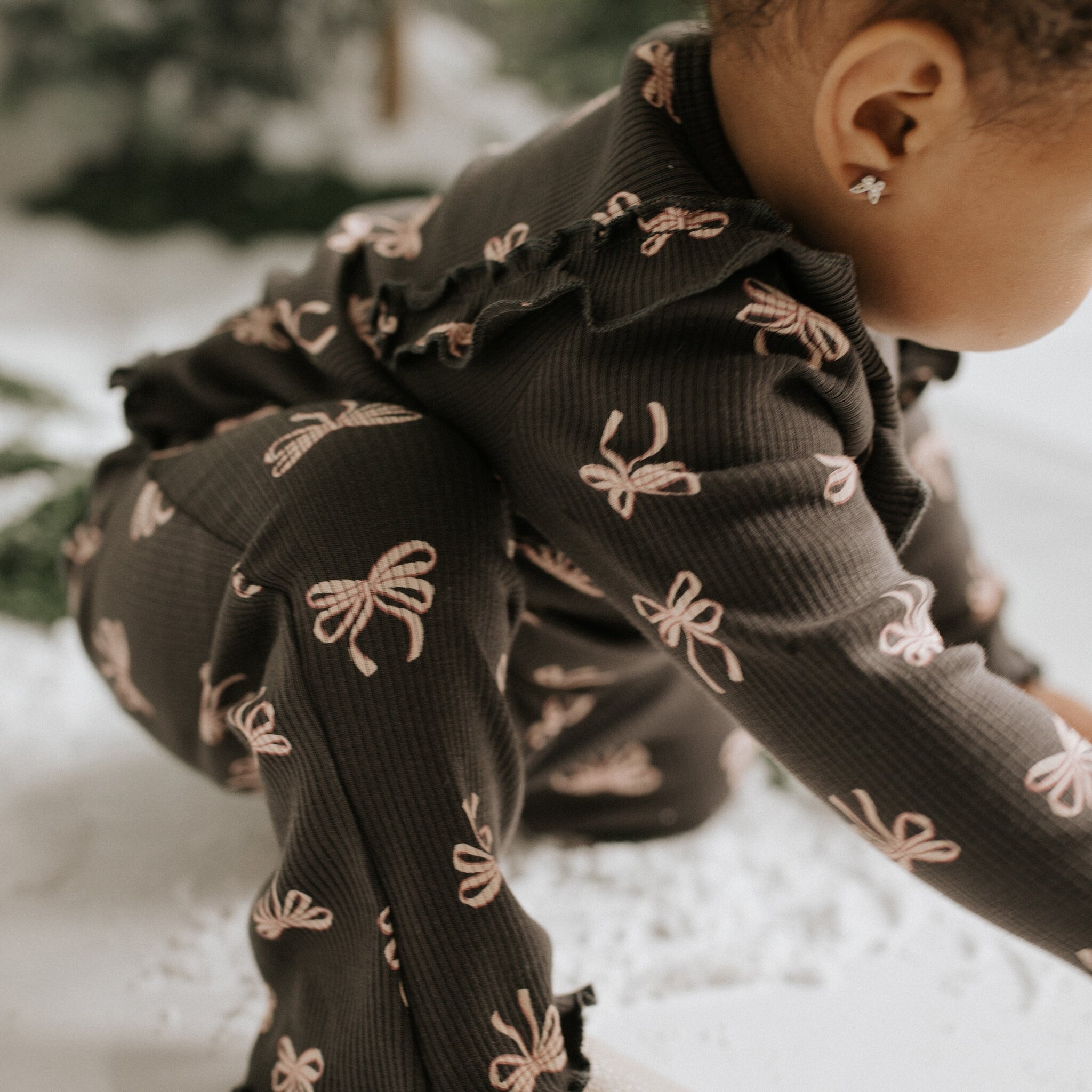 Petit Lem Ensemble legging évasé gris foncé à imprimé de boucles