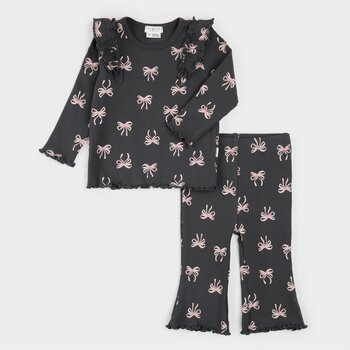 Petit Lem Ensemble legging évasé gris foncé à imprimé de boucles