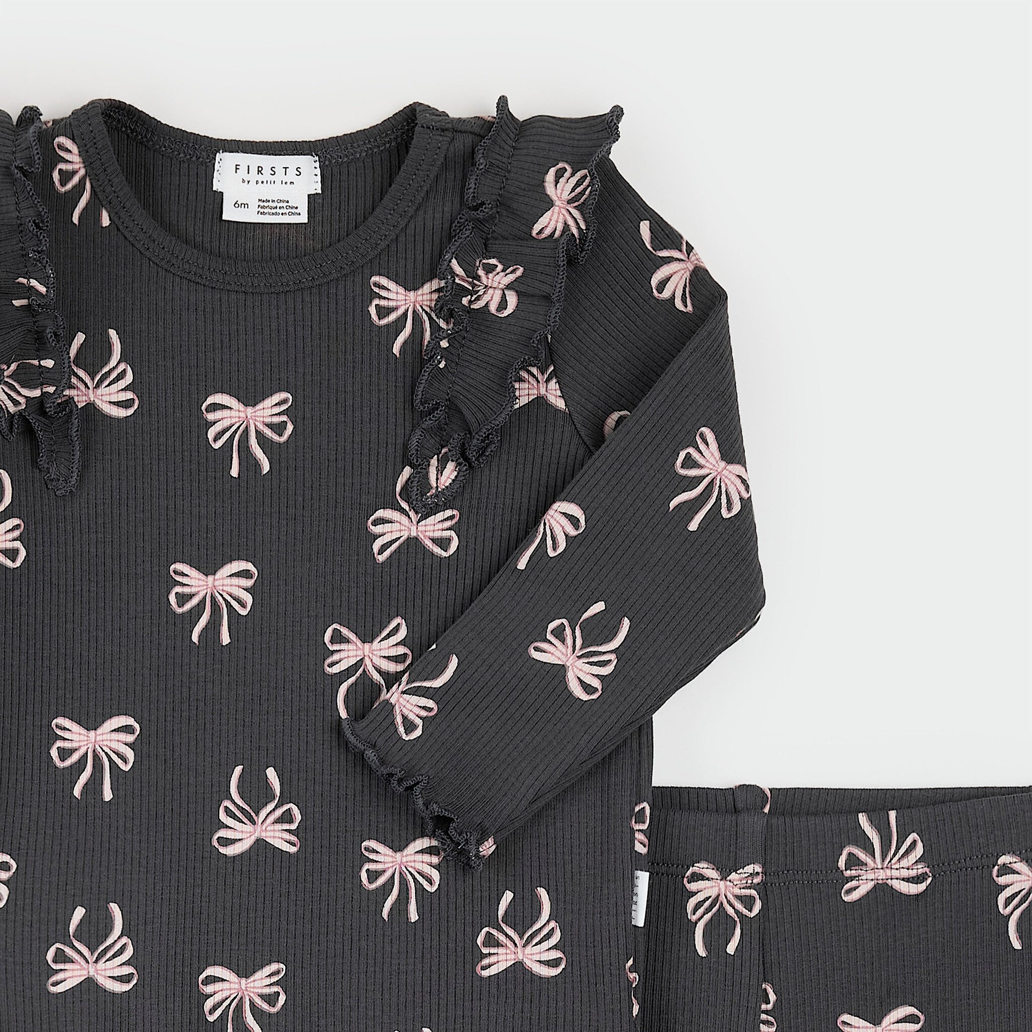 Petit Lem Ensemble legging évasé gris foncé à imprimé de boucles