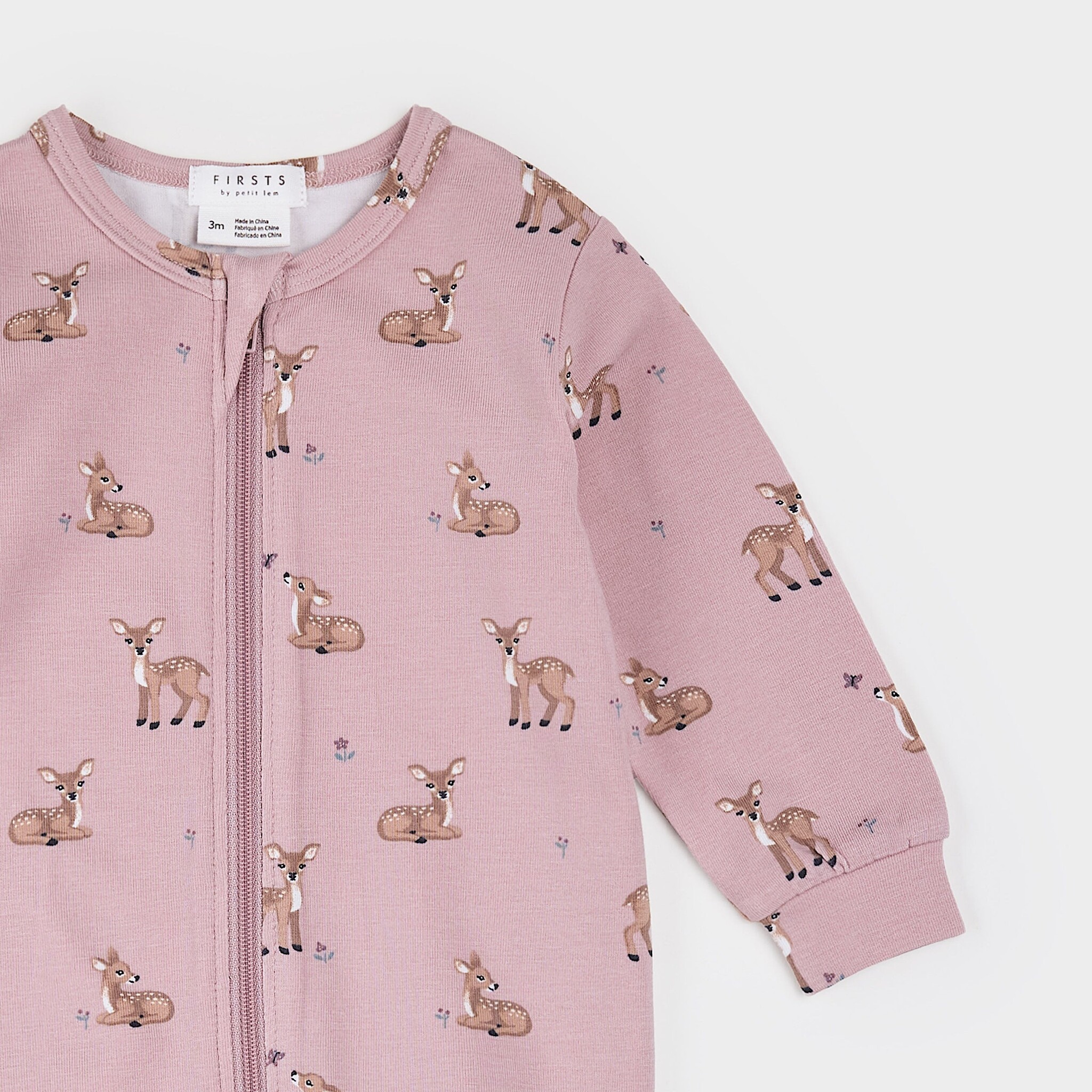 Petit Lem Dormeuse LunaKnit mauve à imprimé faons d'automne