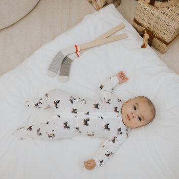 Petit Lem Dormeuse LunaKnit blanc cassé à imoprimé de Bouvier Bernois d'hockey