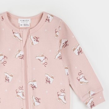 Petit Lem Dormeuse côtelé rose à imprimé de patins