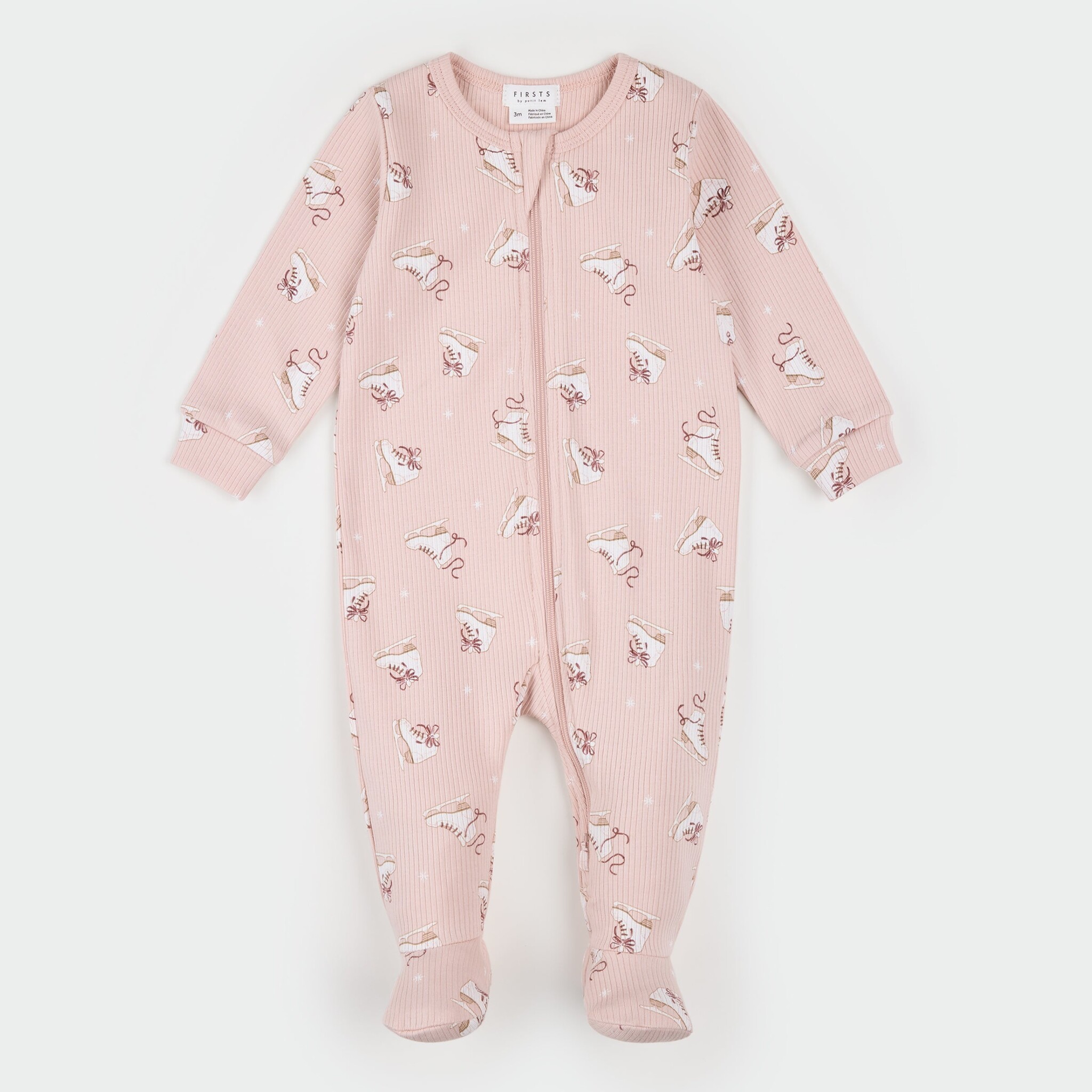 Petit Lem Dormeuse côtelé rose à imprimé de patins