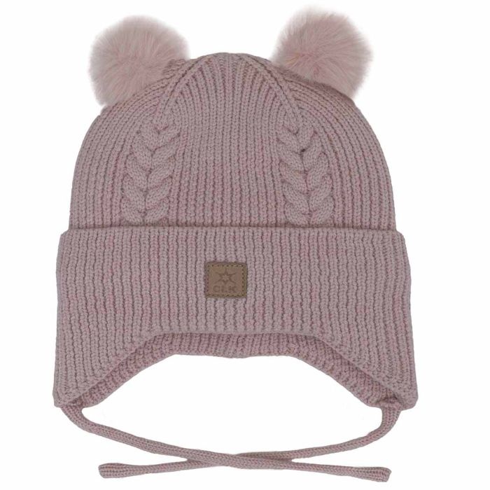 Calikids Tuque à pompom en tricot doublé avec corde - Lotus