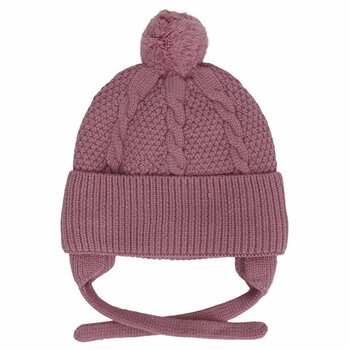 Calikids Tuque à 1 pompom doublé avec corde - Cameo pink