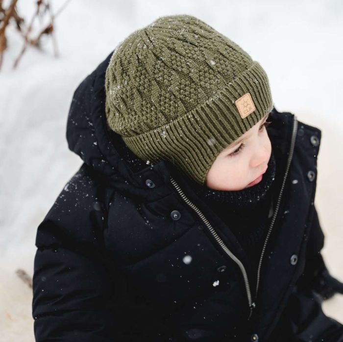 Calikids Tuque en tricot doux avec corde - Moss