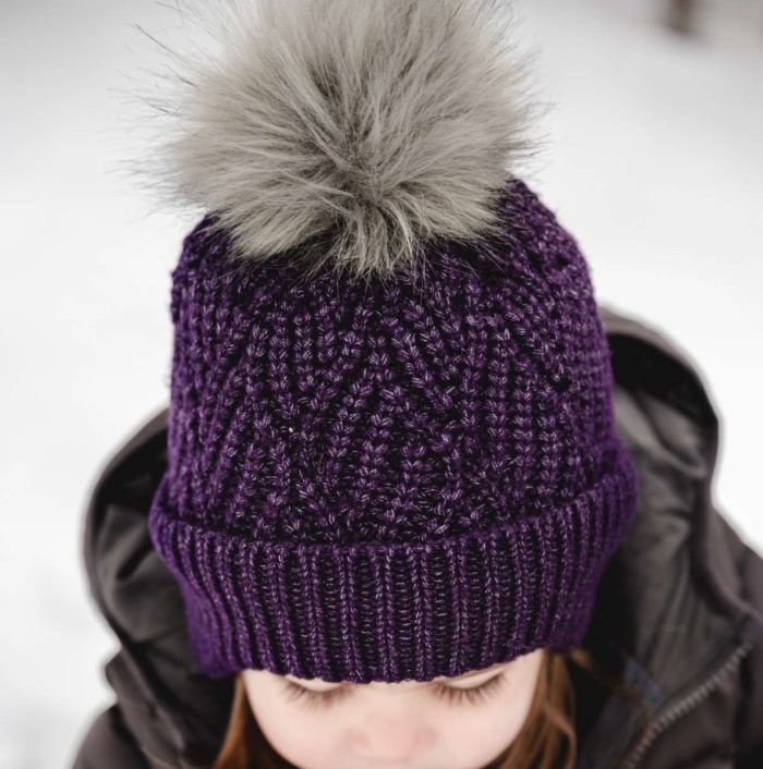 Calikids Tuque en tricot avec protection coupe vent - Blackberry