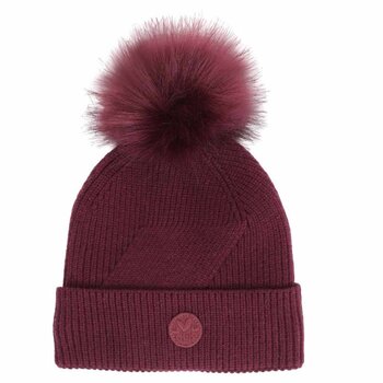 Calikids Tuque en tricot avec pompom en fausse fourrure - Maroon