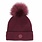 Calikids Tuque en tricot avec pompom en fausse fourrure - Maroon