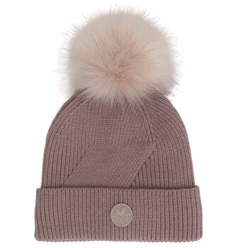 Calikids Tuque en tricot avec pompom en fausse fourrure - Mocha