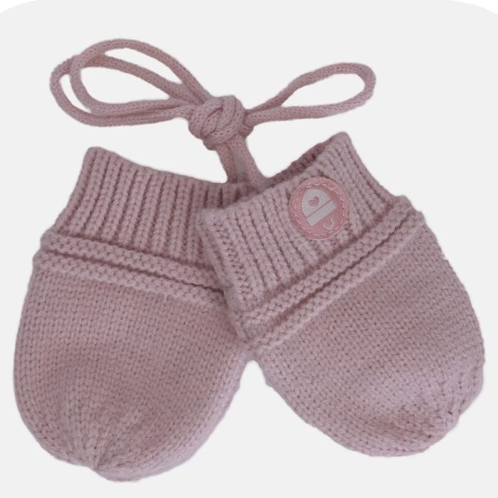 Calikids Mitaine en tricot avec cordon - Rose