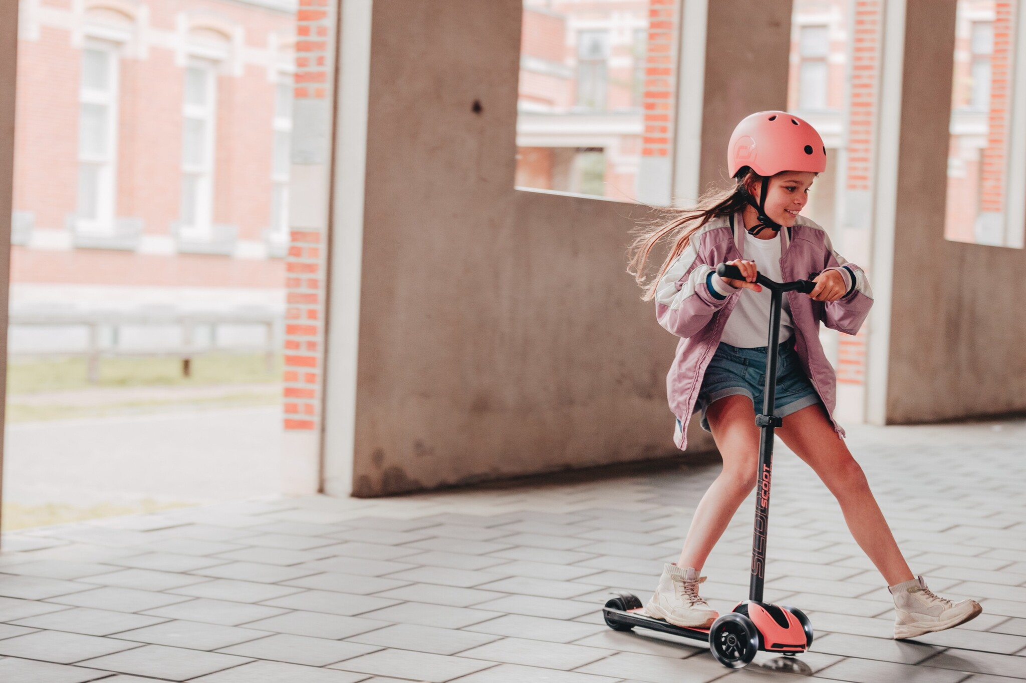 Scoot&Ride Trotinette Highwaykick 5 - Ajustable et avec lumières DEL - Pêche