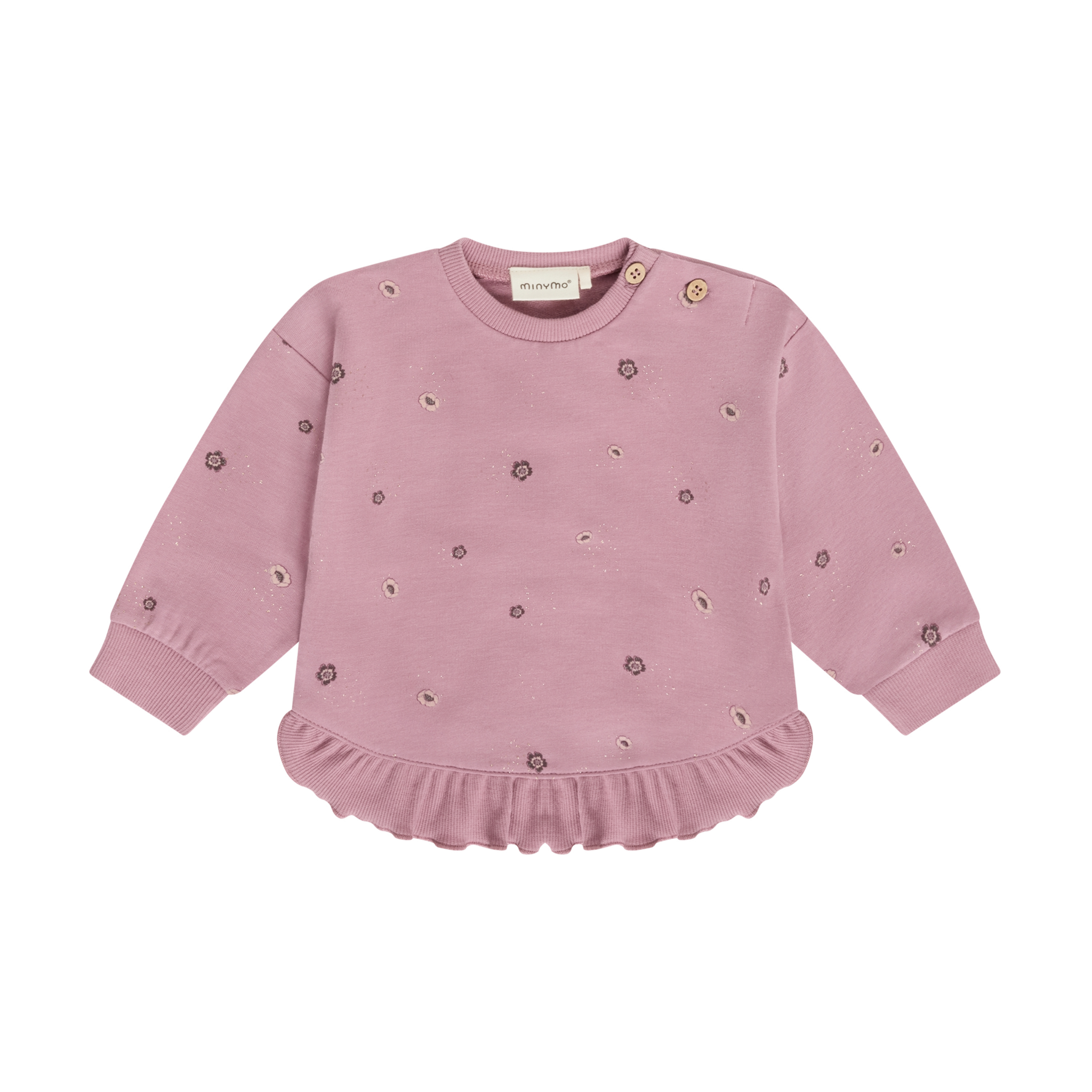 minymo Sweatshirt à imprimé de fleurs + brillants or - Nostalgia rose