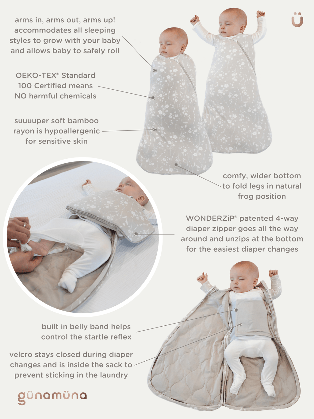Gunamuna Swaddle sleep sack NB/3M 2.5 TOG - Pooh