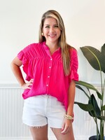 Audrina Gauze Top - Hot Pink and White!
