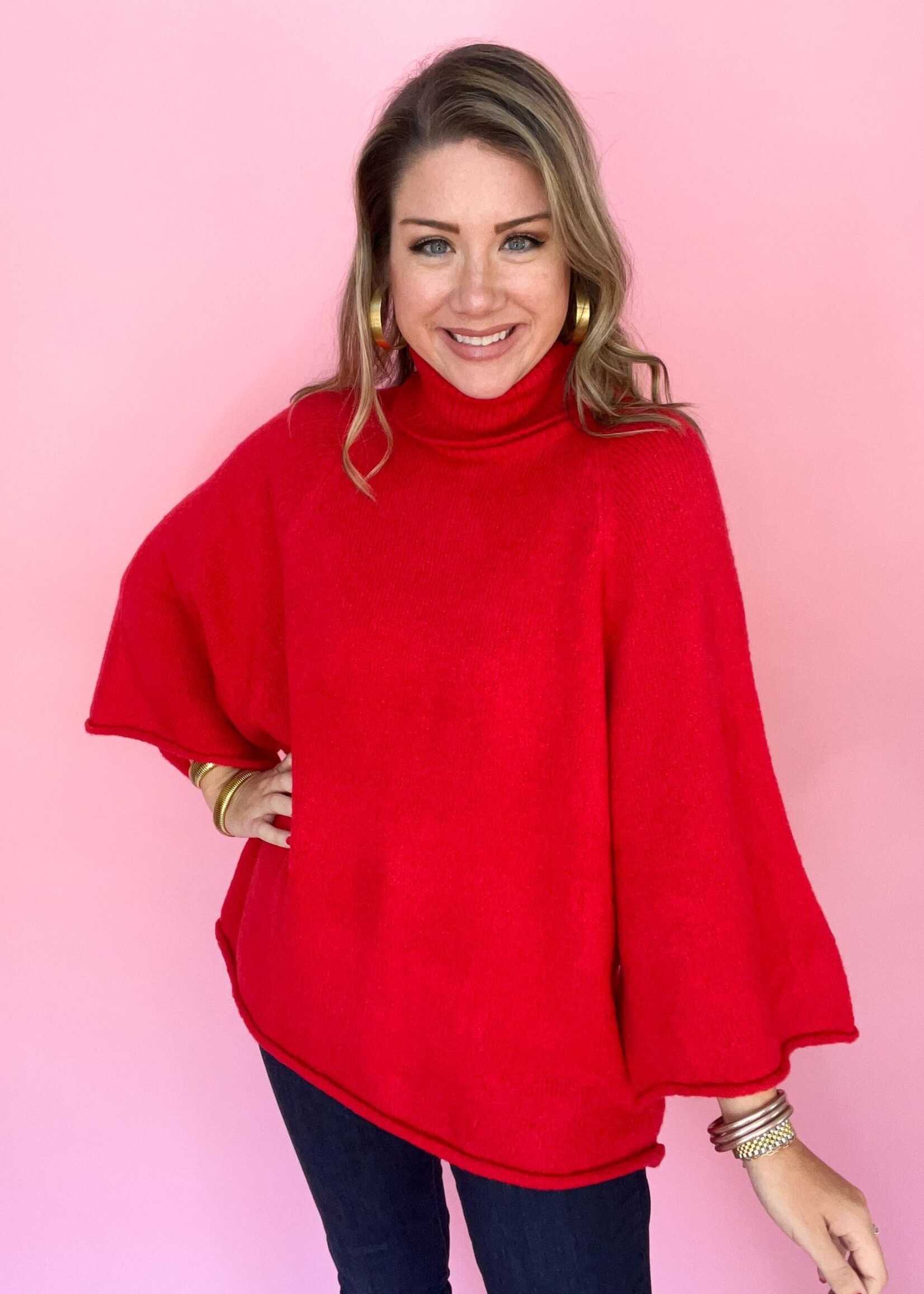 My Lane Wide Slv Sweater - Red