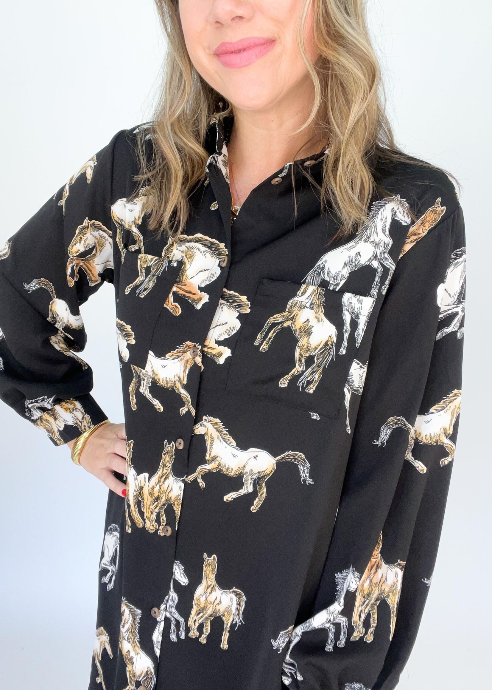 She + Sky Equestrian Shirt Dress