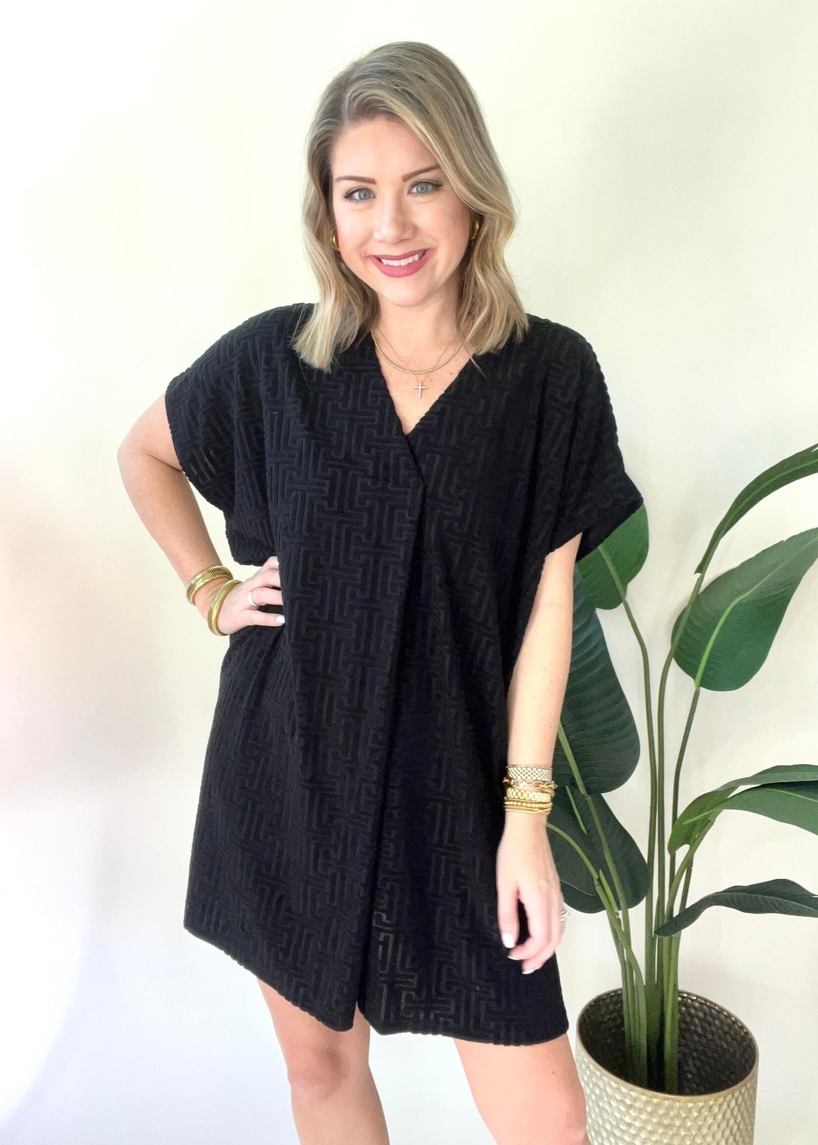 Black V- Neck Dress/Cover-Up