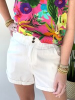 She + Sky Paperbag Twill Shorts with Pockets