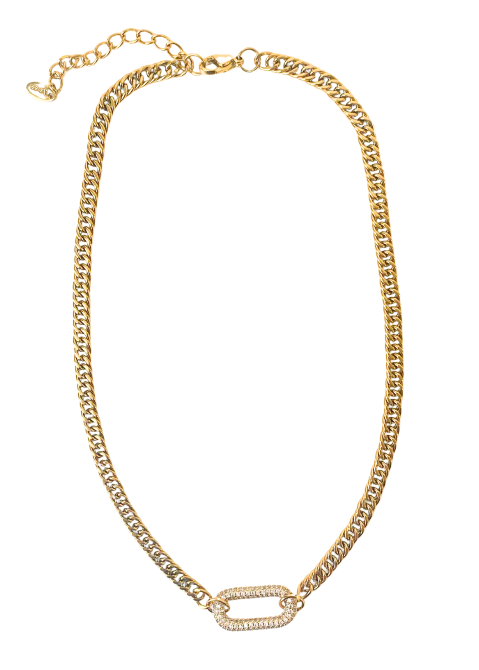 kiss me kate Gold Curb Link Chain with Cubic Zirconia