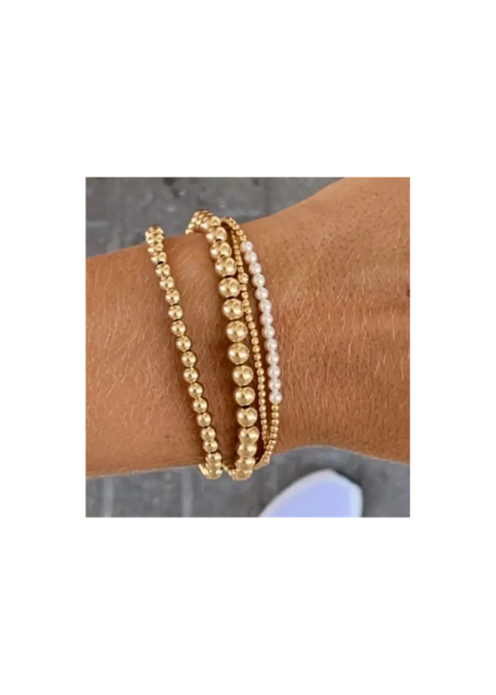 kiss me kate Four Strand Gold & Pearl Bead Stack