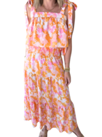 Mary Square Sadie Spring Blooms Orange Skirt