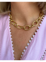kiss me kate Gold Textured Oval Link Necklace
