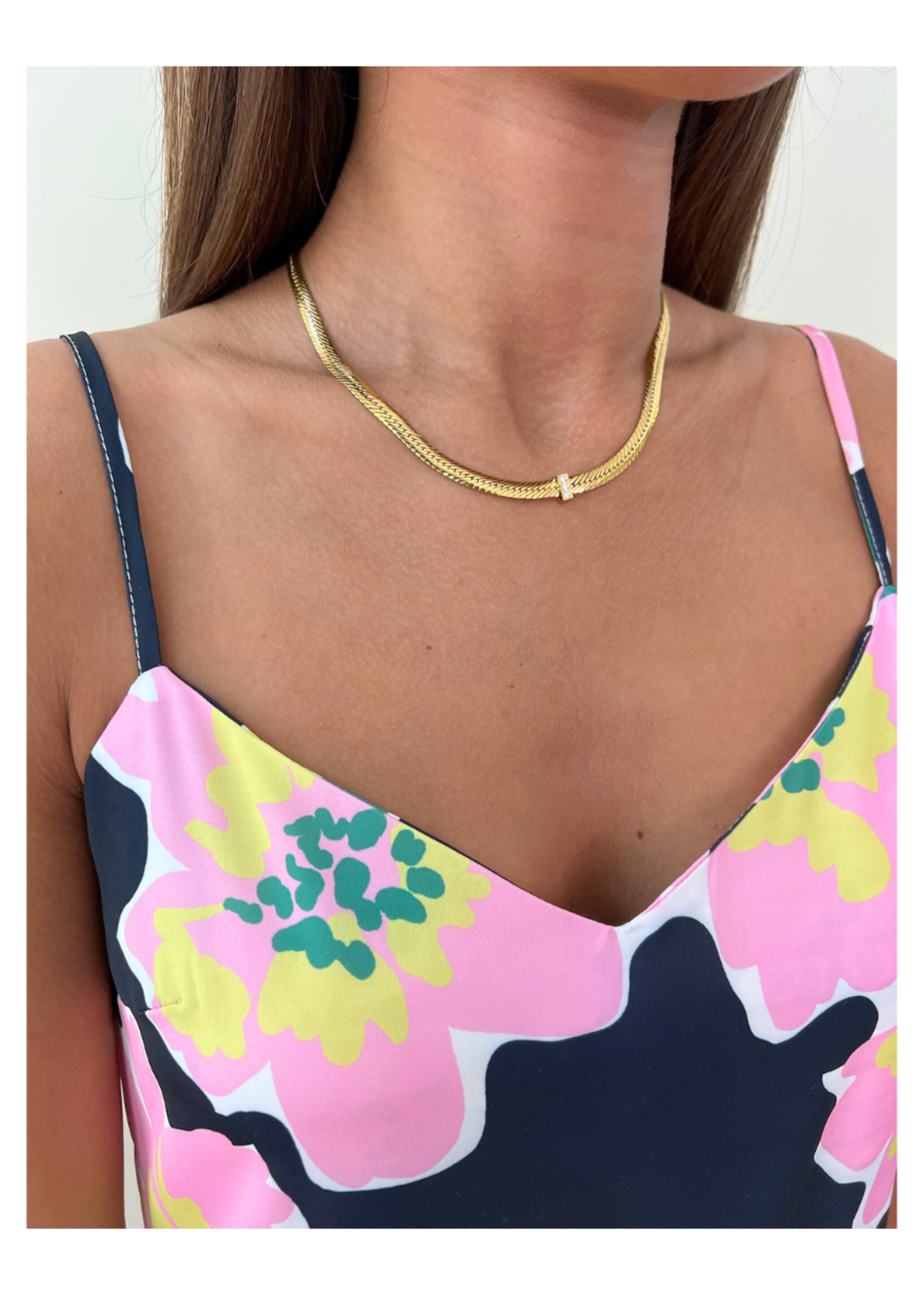kiss me kate Gold Snake Chain with Cubic Zirconia