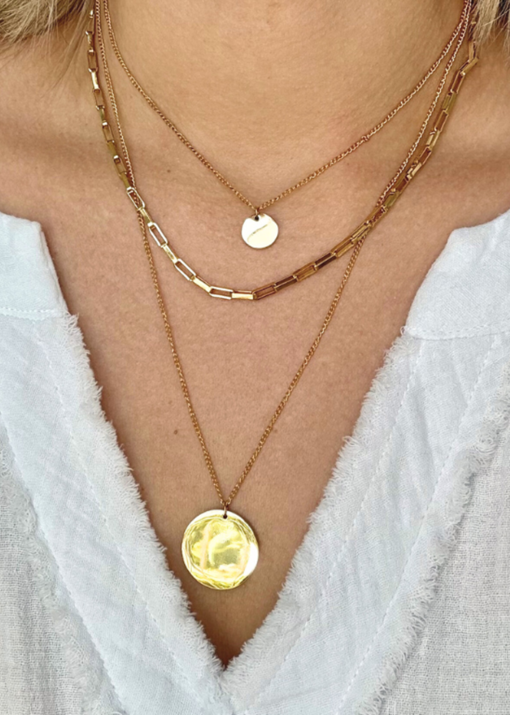 kiss me kate Multi-Strand Necklace with Gold Disc Charms