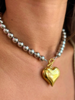 kiss me kate Two-Tone Puffed Heart Choker