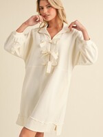 JODIFL Cotton Bow Ties Collared Dress - Ivory