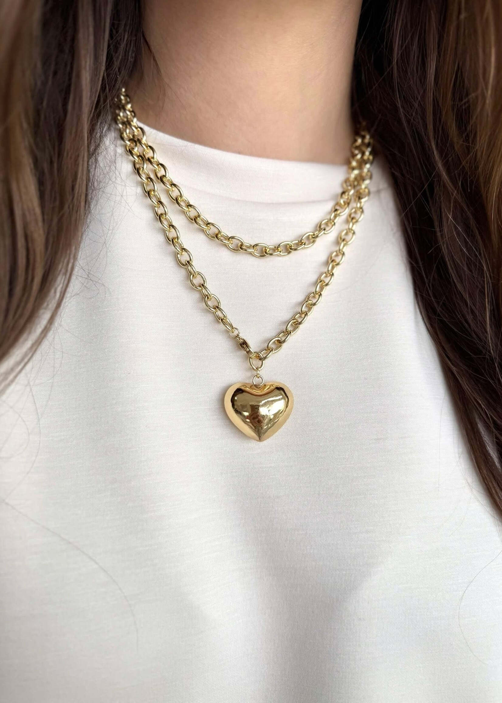 Double Wrap Gold Heart Pendant Necklace