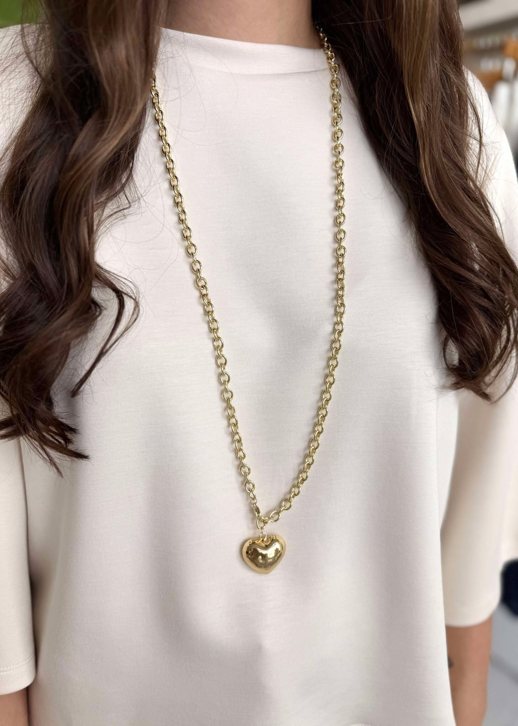 Double Wrap Gold Heart Pendant Necklace