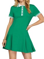 She + Sky Scuba Knit Contrast Polo Dress- Green