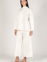 Before You Collection Knit Ankle Wide Pant- Ivory
