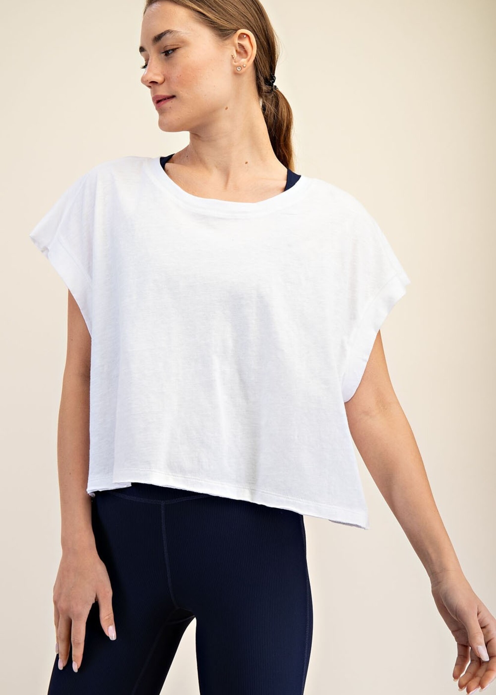 Rae Mode White Cotton Slub Open Top
