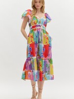 Entro Ava Floral Tiered Midi Dress