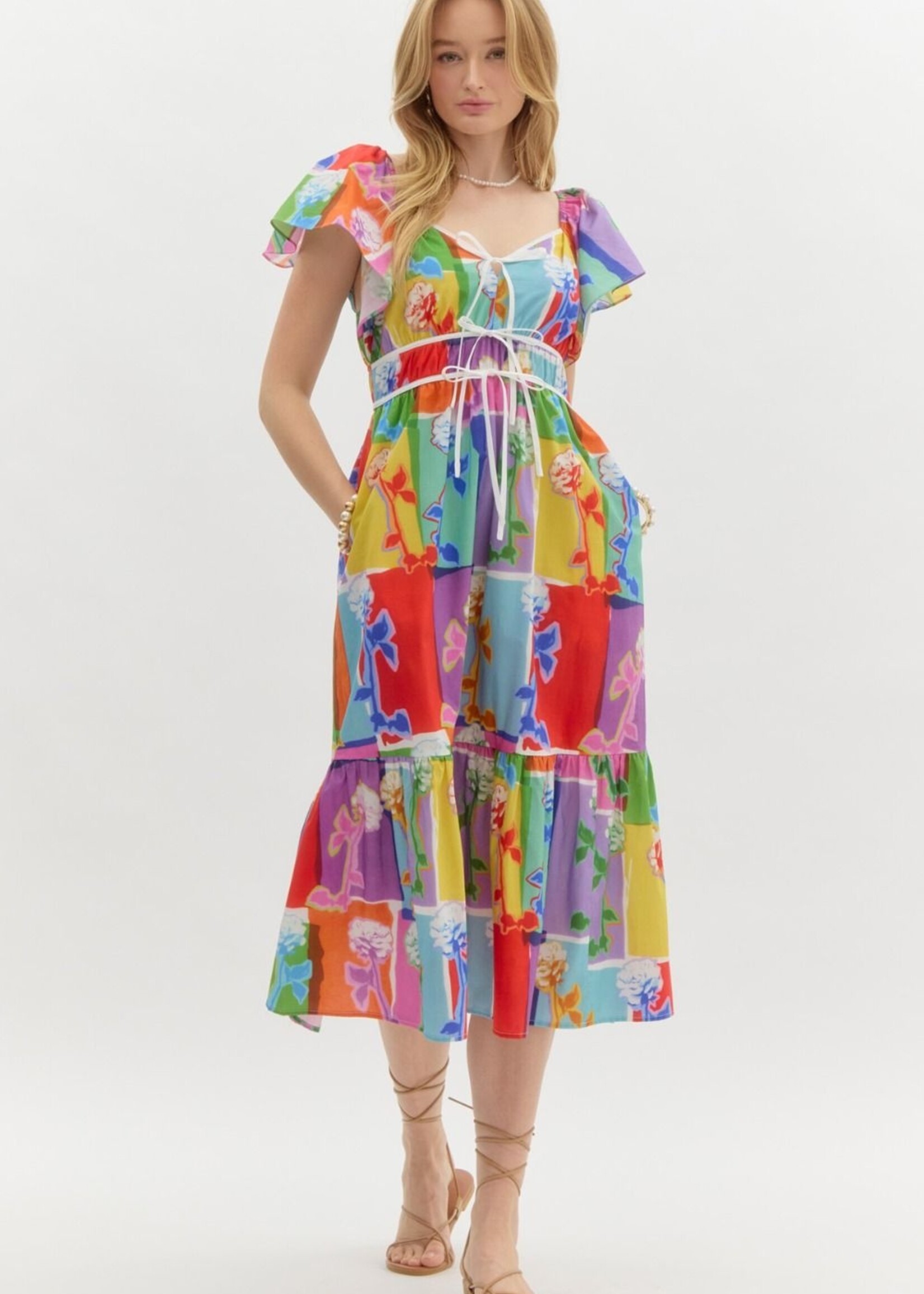 Entro Ava Floral Tiered Midi Dress