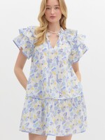 Entro Lily Periwinkle Floral Flutter Dress