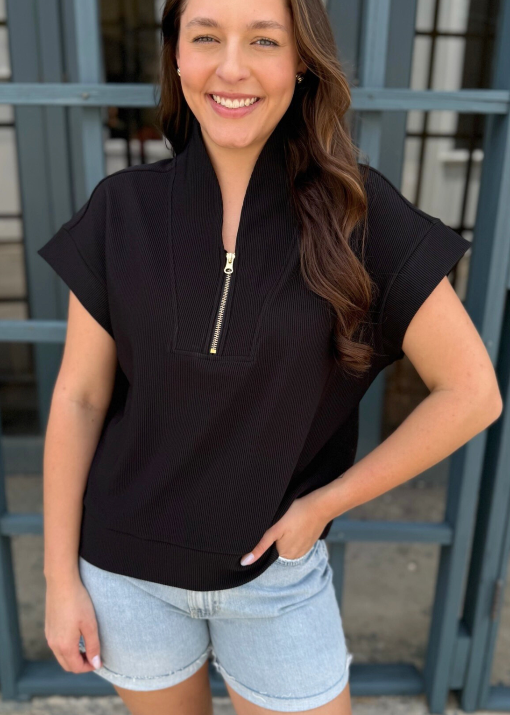 Summit Ribbed Top - Black