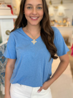 Boyfriend Tee - Heather Sky Blue