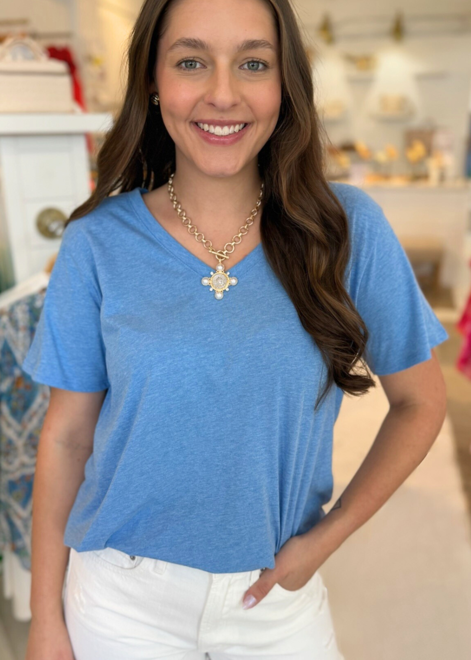 Boyfriend Tee - Heather Sky Blue