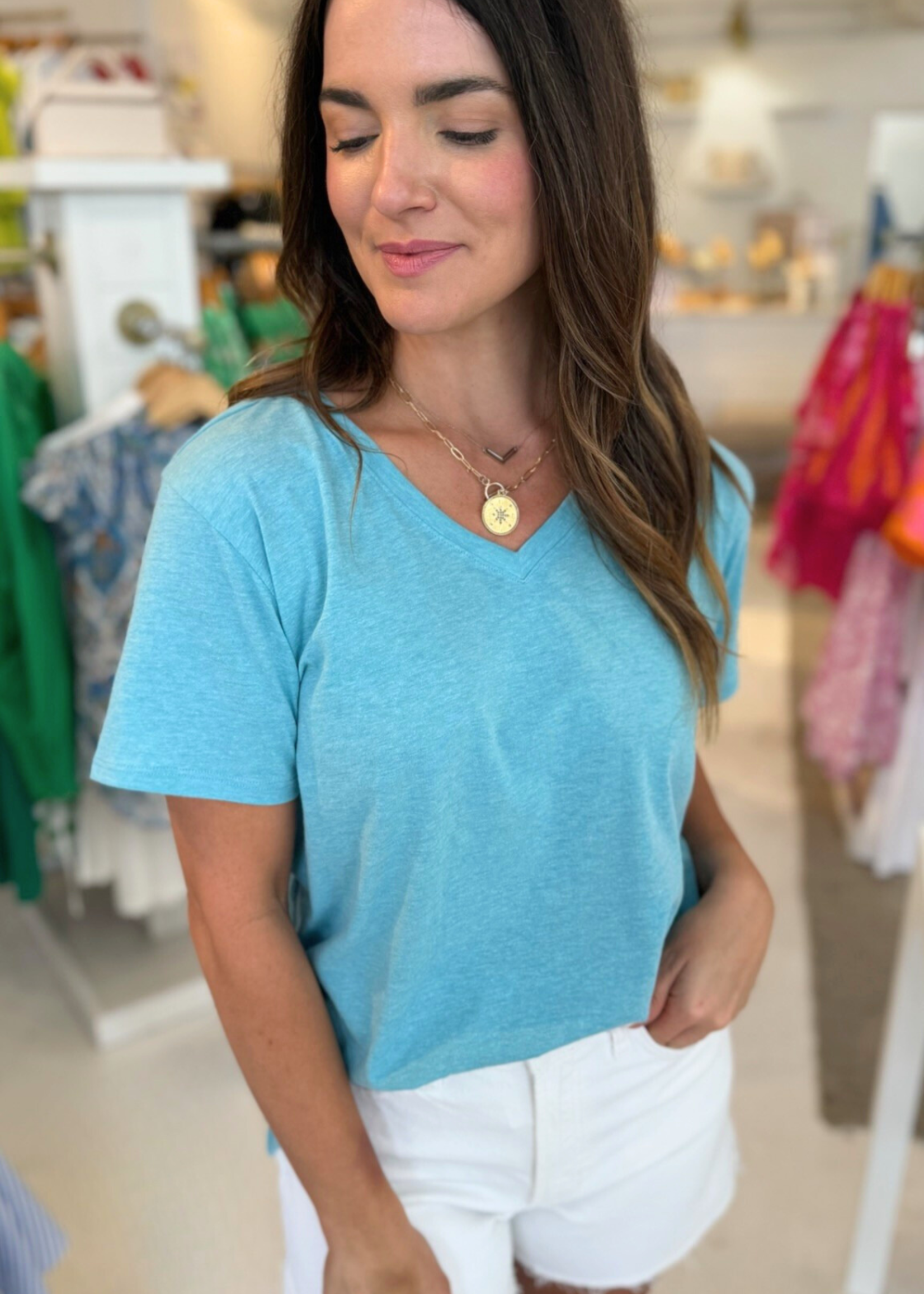 Boyfriend Tee - Heather Aqua