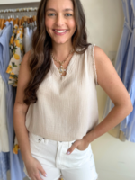 Seabreeze Gauze Tank - Oatmeal