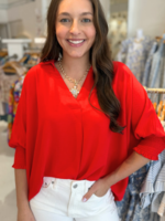 Celeste Collar Top - Cherry