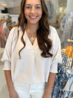 Celeste Collar Top - Oatmeal